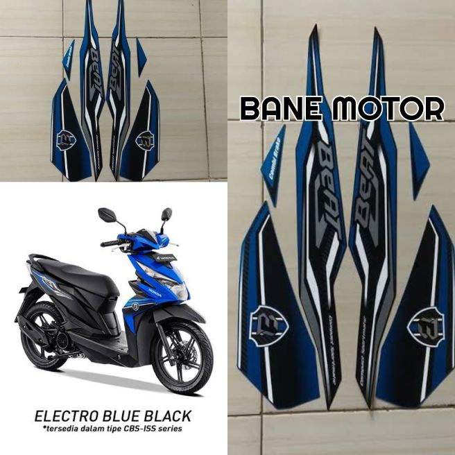 stiker body Honda Beat 2019 hitam biru  - striping - stiker motor Beat 2019