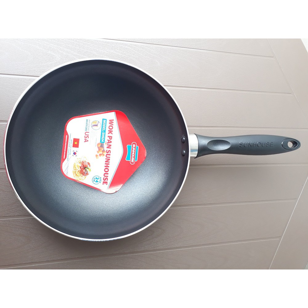 Wok Pan Anti Lengket 24 cm 1 Pcs Sunhouse SHS24