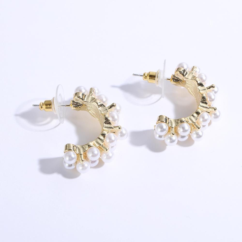 Solighter 1pasang Anting Hoop Wanita Perhiasan Lucu Setengah Lingkaran Drop Earrings Vintage Ear Stud