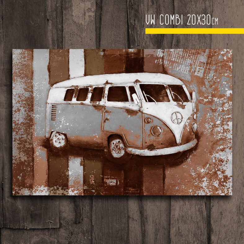 WALLDECOR POSTER KAYU  VINTAGE  HIASAN DINDING VW COMBI 