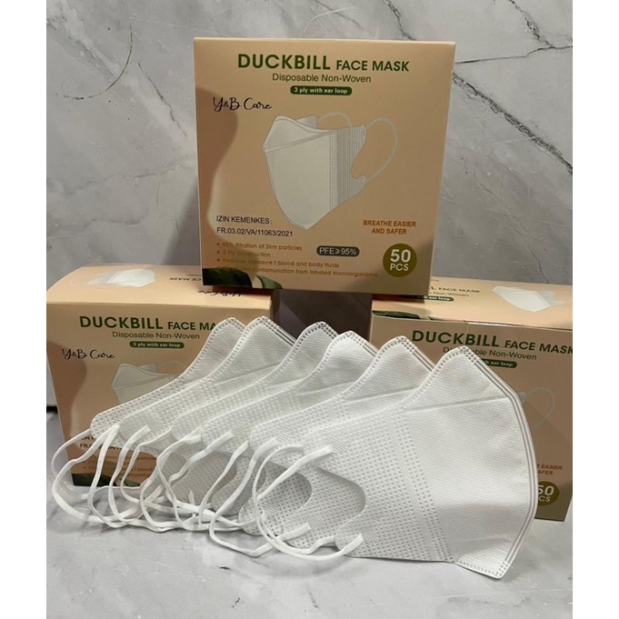 Gigikbunga Masker Duckbill Y&B Ynb Care Facemask Emboss Mix Warna Warni Putih,Hitam,Abu Disposable