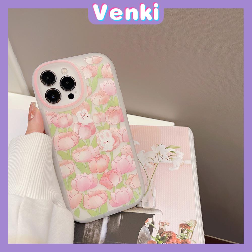 iPhone Case Silicone Soft Case Clear Case TPU Airbag Shockproof Full Coverage Protection Camera Pink Flower Rabbit For iPhone 13 Pro Max iPhone 12 Pro Max iPhone 11 iPhone 7 Plus