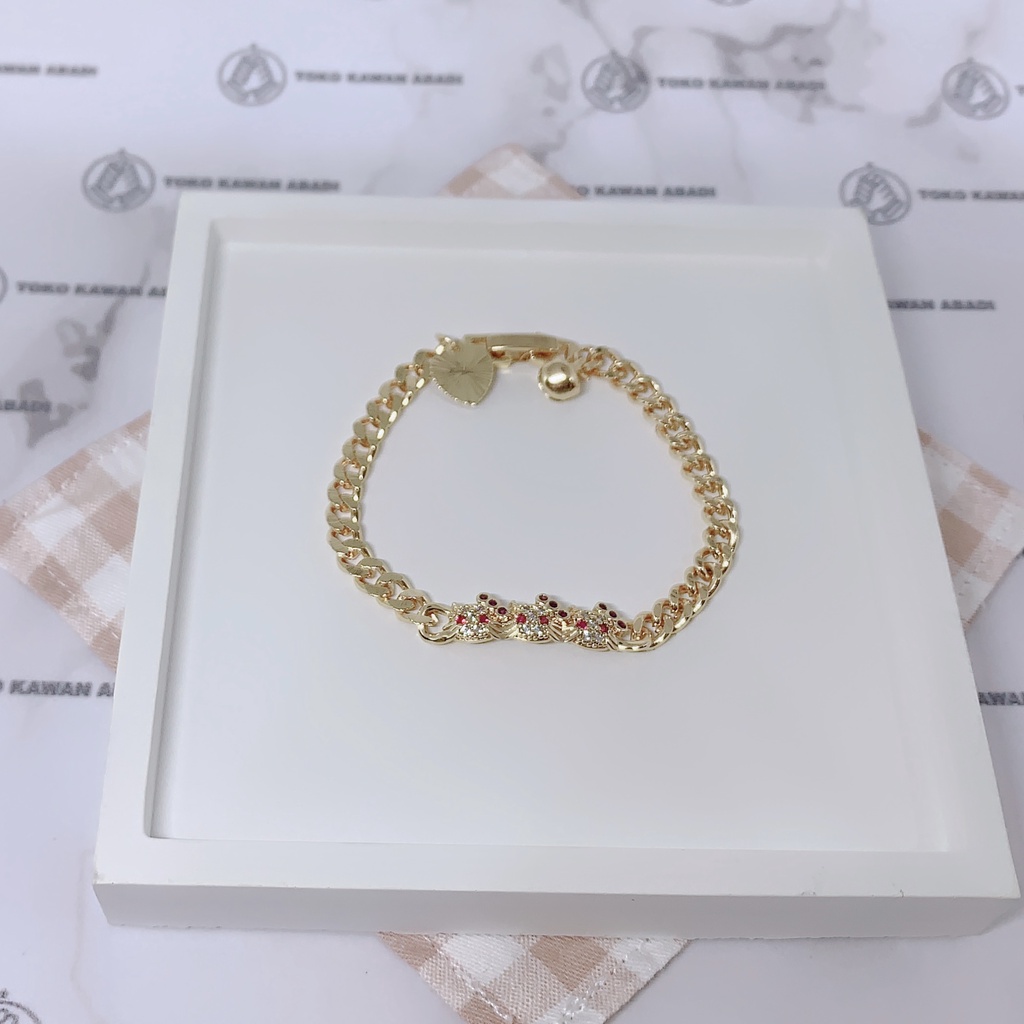 Gelang Tangan Xuping Gold Anak Perempuan Model Rantai Bangkok Permata *14