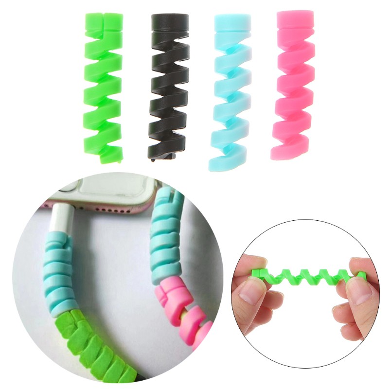 Vivi 4pcs / Lot Pelindung Kabel Flexible Bentuk Spiral Bahan Silikon Ringan