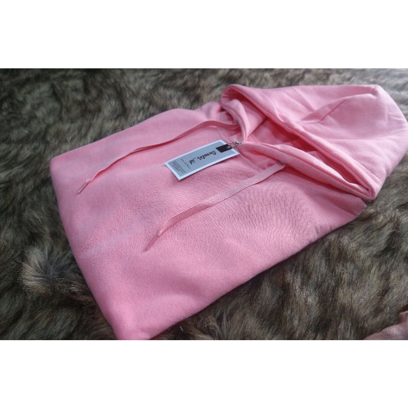 Hoodie Jumper Polos Warna Pink baby / Baby pink Pria Wanita Size M L XL XXL premium