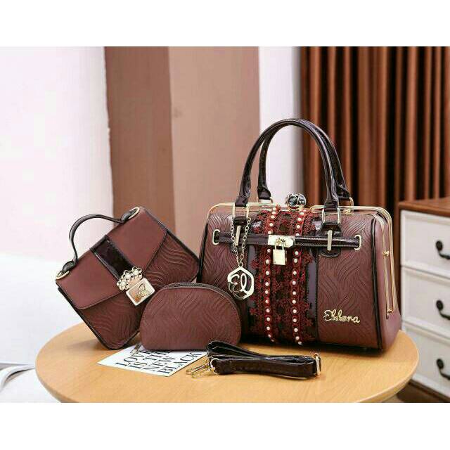 Tas Eldora Yvanna G8326 (3in1) wanita branded batam fashion import