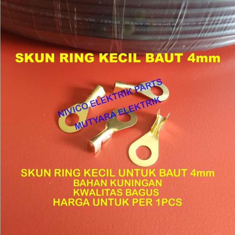 Skun Ring Kecil Baut 4mm / Skun Massa Baut 4mm/ Skun Ring Baut 4mm/ Skun Kabel Baut 4mm