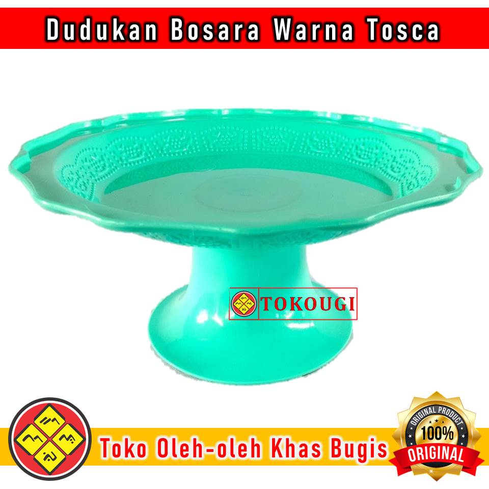 Alas Bosara / Dudukan Bosara / Piring Buah Bahan Plastik Khas Bugis Makassar Warna Tosca