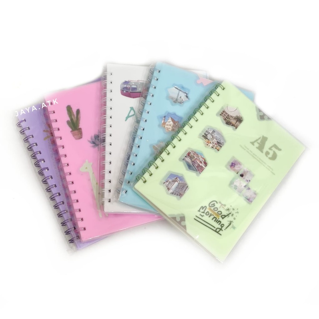 BUKU TULIS NOTEBOOK CATATAN RING A5 LUCU MOTIF WARNA WARNI SOUVENIR KADO BUKU JURNAL