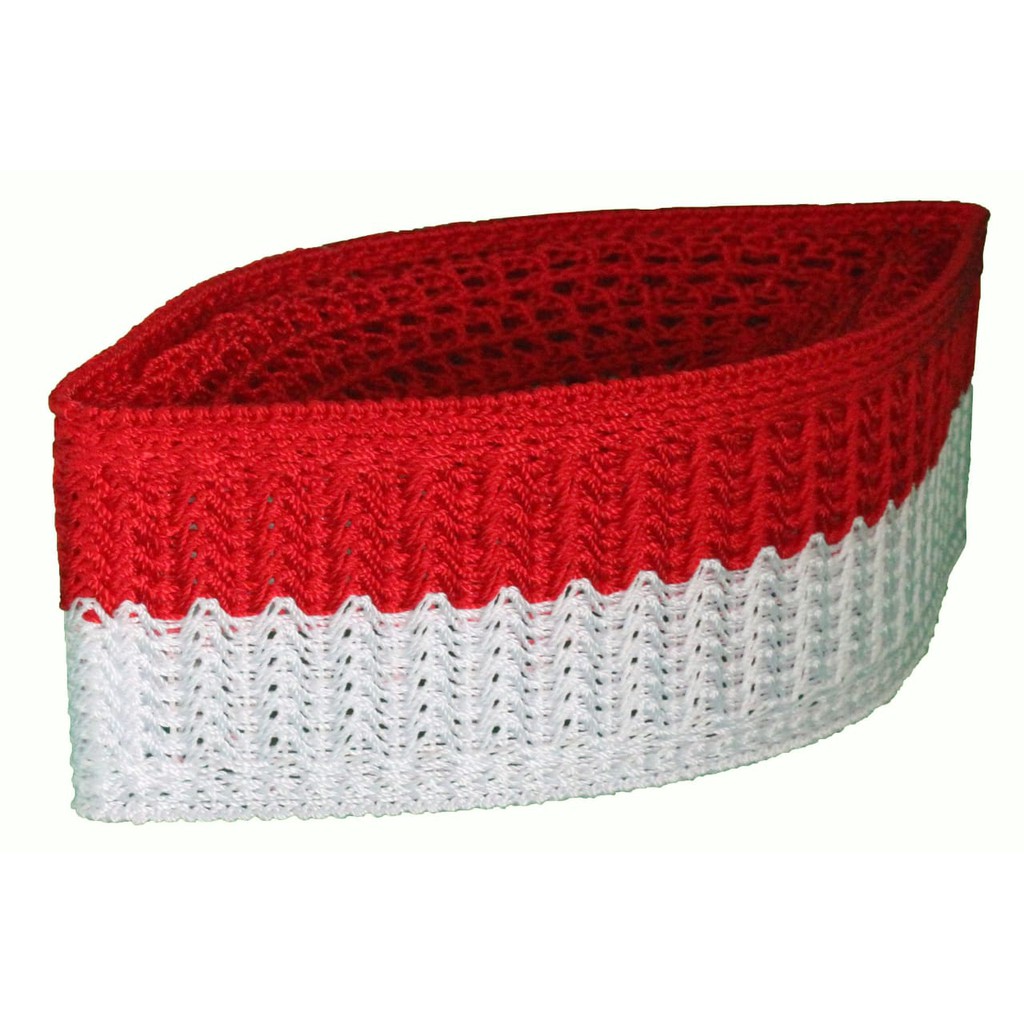 Peci Rajut Handmade Edisi Spesial Merah Putih - Kopiah Rajut Special Edition - Songkok Rajut Klasik