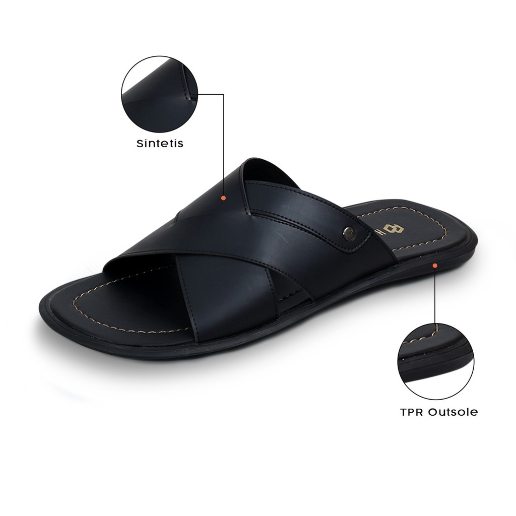 Sandal Ukuran Besar Pria H 3325 Brand Hertz Sandal Jumbo Big Size Casual Hitam Murah Berkualitas