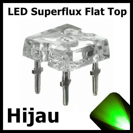 LED Superflux Flat Top P Hijau Green Flat Top