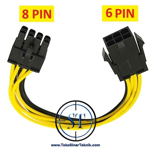 Kabel Power Adapter VGA PCIE 6 Pin to 8 pin PCI-E  PCI-Express Power Cable 20cm Extender Card 6 pin Female to 8 Pin Male