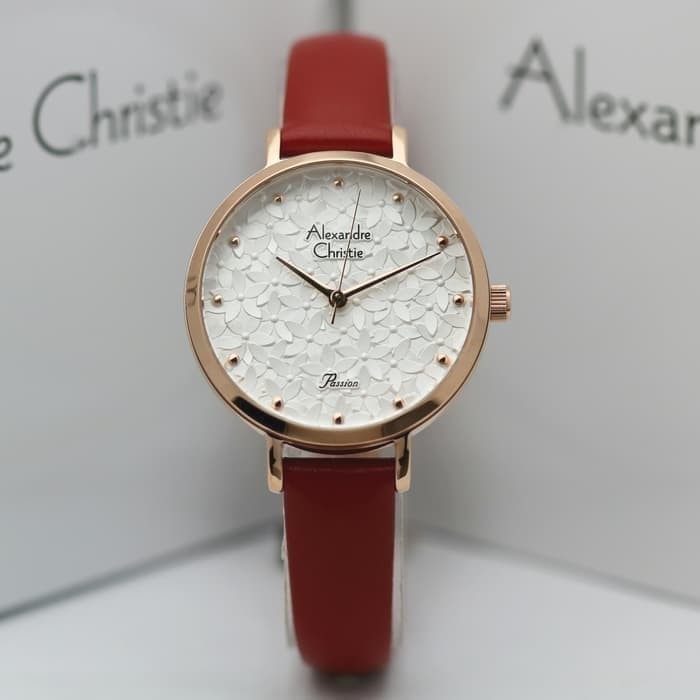 jam tangan wanita alexander cristie original ac2728 rosegold red