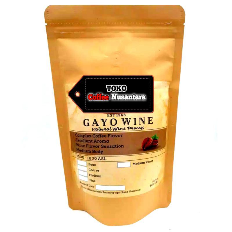 

KOPI ARABICA NATURAL WINE 500 GR ACEH GAYO - PREMIUM COFFEE BIJI/BUBUK