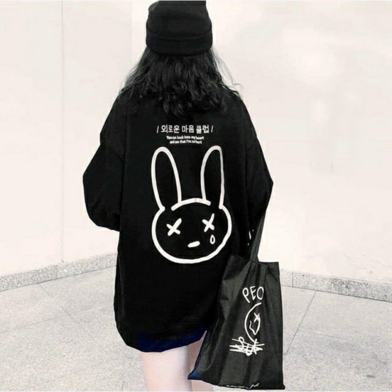 Hoodie/Sweater SAD BUNNY Korean Style Bigsize (S - 6XL) Jaket Jumper 외로운 마음 클럽 Hati Yang Kesepian Club Unisex Jumbo OVERSIZE Sweater Kelinci Cute