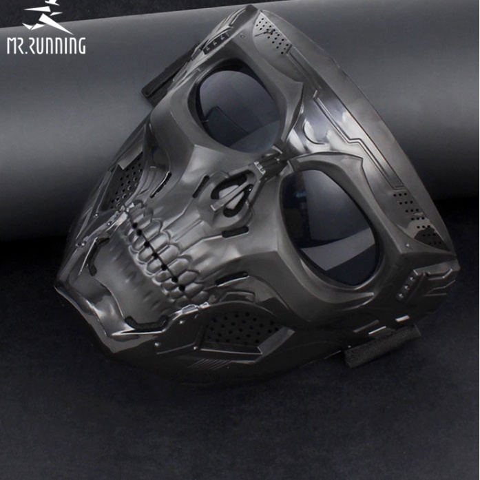 WoSporT Masker Motor Topeng Paintball Full Face Skull MA110 HITAM