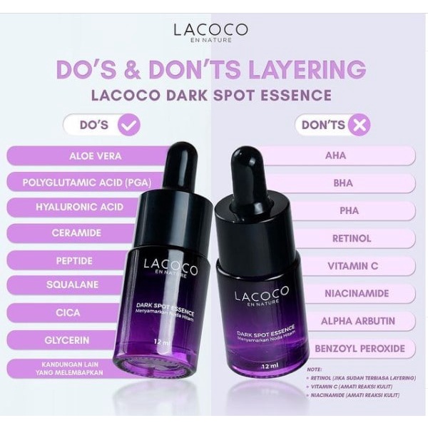 Penghilang Plek Hitam Ekspoliasi Lacoco Dark Spot Essence Original LCANTIFLEK Flek Hitam