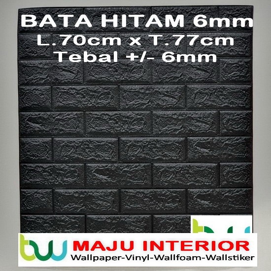 Wallpaper Dinding 3D Foam 70 x 70 cm Motif Batik Stiker-Bata Hitam 6mm