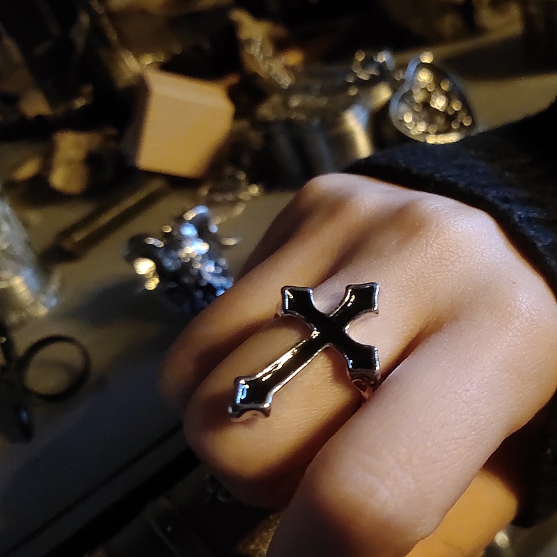 Cincin Model Terbuka Warna Hitam Gaya Vintage Untuk Pria Dan Wanita