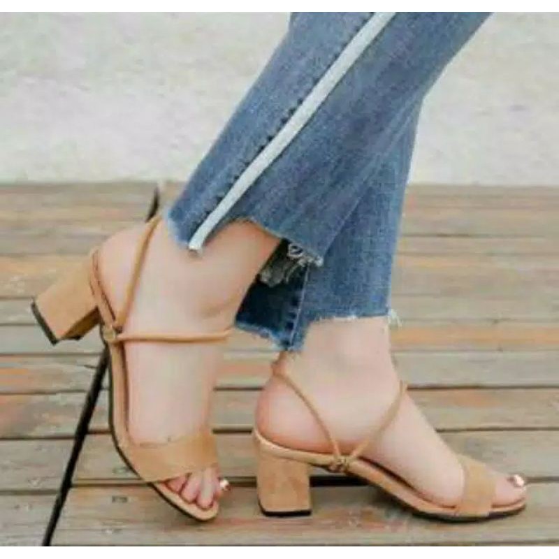 sandal hels cewe tali hak tahu 5cm