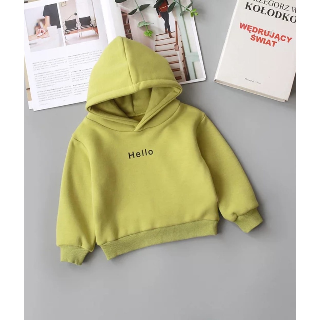 HELLO BORDIR HOODIE ANAK - ATASAN ANAK TEBAL TERLARIS