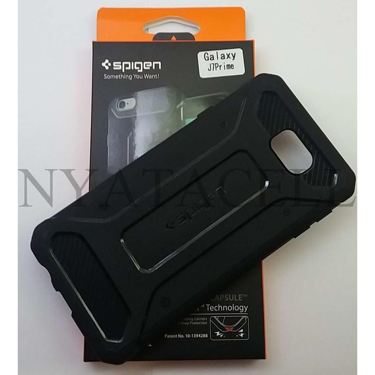 NEW SPIGEN CAPSULE SAMSUNG J7 PRIME SOFT/CASE/RUGGED ARMOR/CARBON - HITAM MILENIA