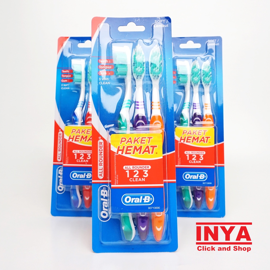 SIKAT GIGI ORAL-B ALL ROUNDER 123 CLEAN SOFT PACK isi 3pcs - Toothbrush ORAL B