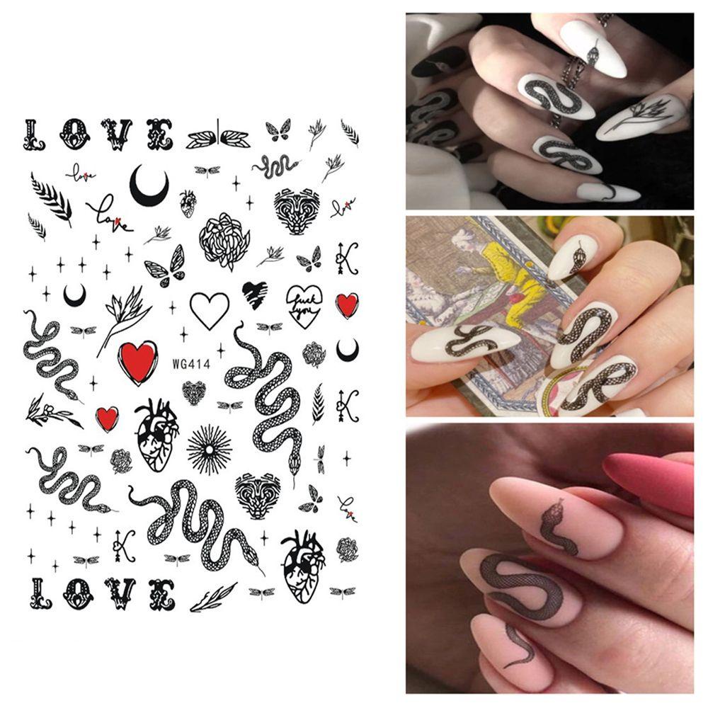 MXBEAUTY Self-adhesive Nail Decals Motif Ular Salon Kuku Nail Art Dekorasi Nail Art Slider DIY Stiker Kuku Manicuring Sticker