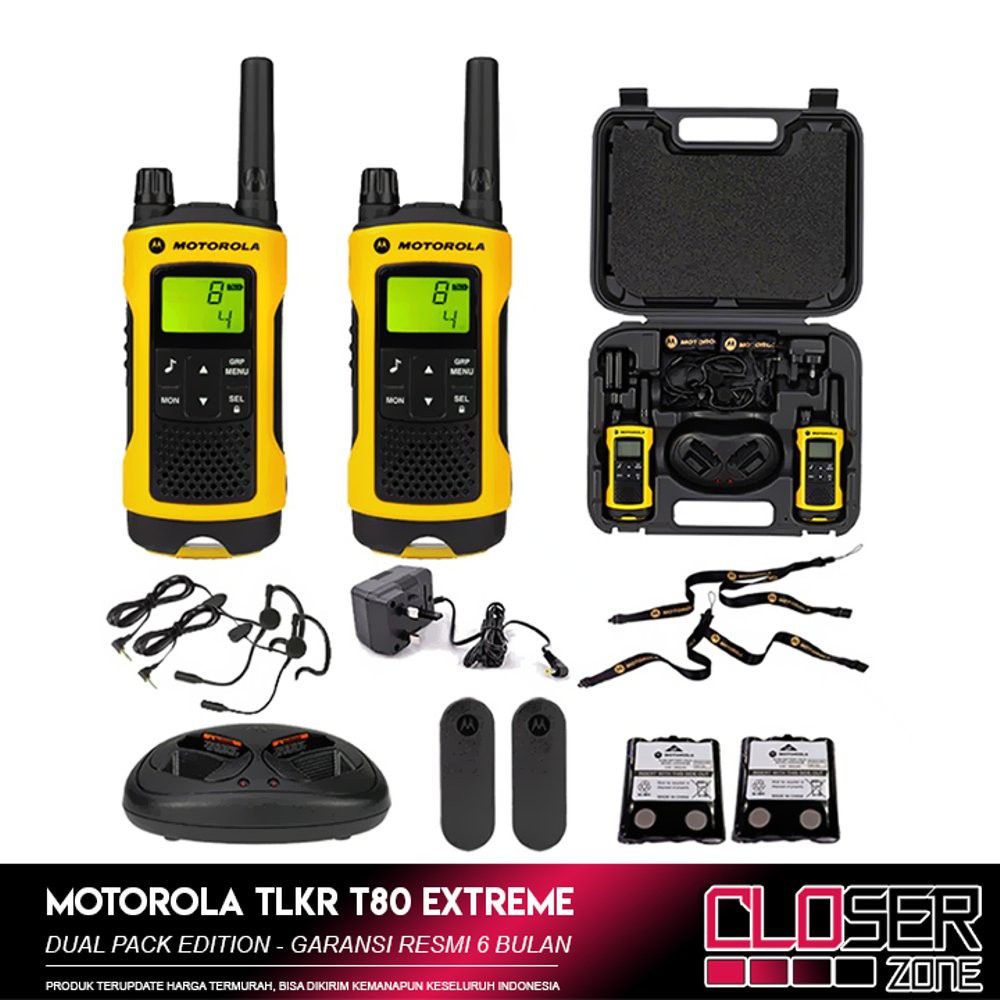 Unik Motorola T80 Extreme Walkie Talkie   Dual Pack Berkualitas