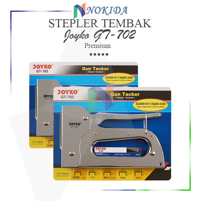 

Nokida Stapler Tembak GT-702 / Hekter Jok Motor / Staples Tembak Kayu Super Kuat / Gun Tacker Joyko