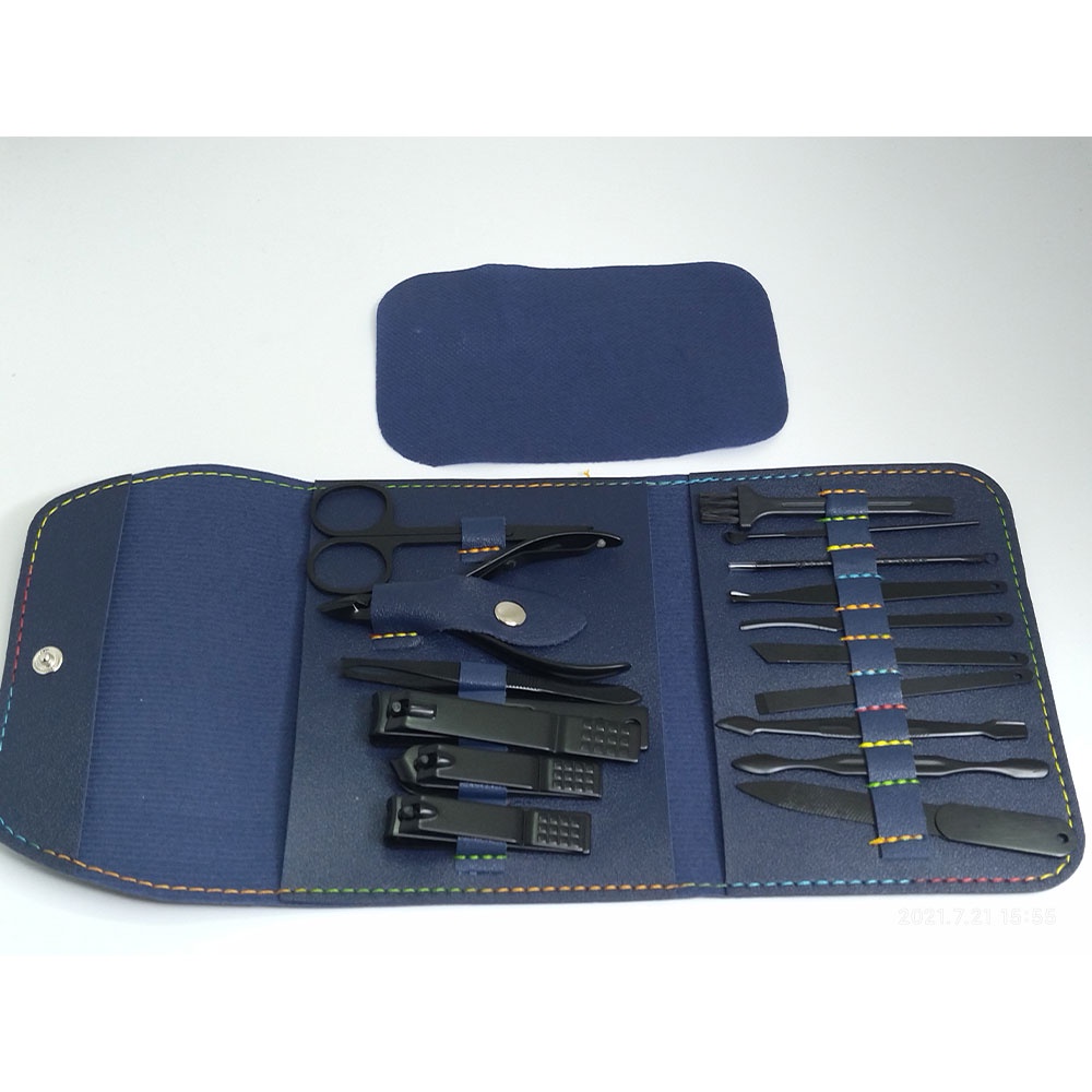 Set Gunting Kuku Manicure Pedicure Gunting Alis Kit 16 in 1 Dark Blue