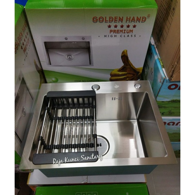 Paket Lengkap Kitchen Sink 5040 + Kran Mixer Tarik Panas Dingin Stainless SUS 304