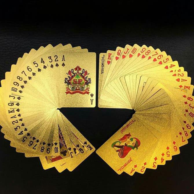 Kartu Remi Artistik Unik Poker Gold Foil - Golden Playing Card Set Kode 59