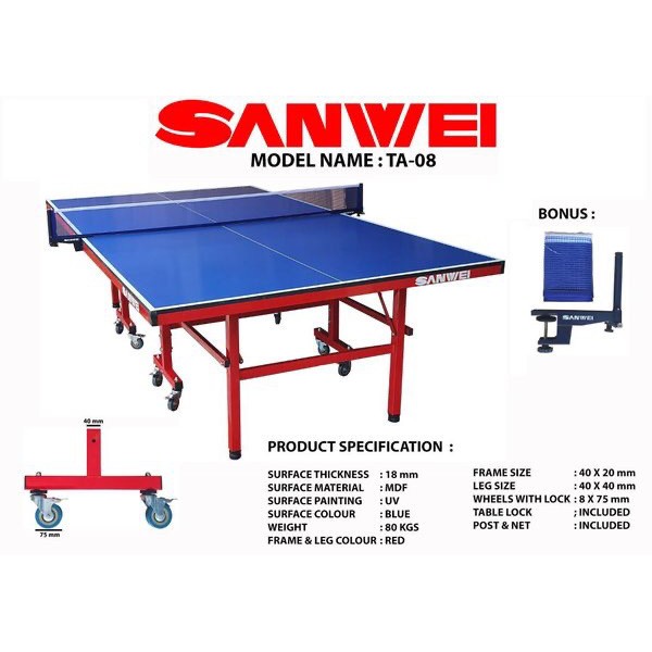Meja Pingpong Tenis Meja Sanwei TA-08