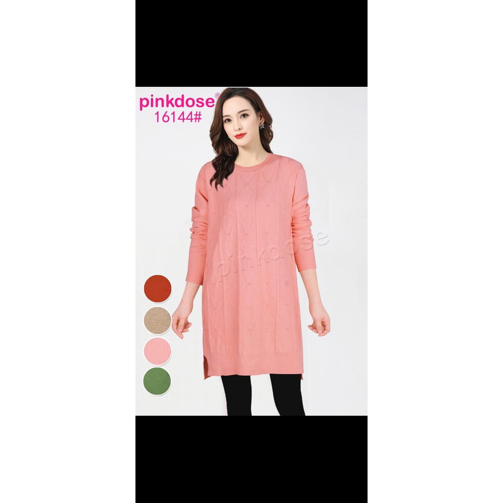 DRESS TUNIK RAJUT HALUS MUTIARA PINKDOSE 16144