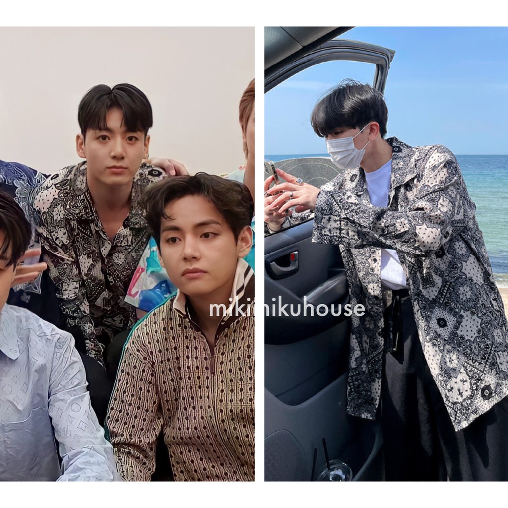 BTS JUNGKOOK PAISLEY SHIRT KEMEJA TSHIRT BAJU OFFICIAL BATIK T-SHIRT ASCLO ZIJANGSA SHARK