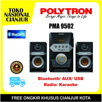[cianjur] Speaker Active POLYTRON PMA 9502 Bluetooth/ AUX/ USB/ Radio FM/ Karaoke