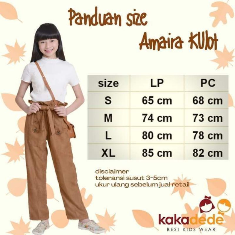 CELANA KULOT ANAK AMAIRA BY KAKA DEDE BAHAN SEMI CORDURAY
