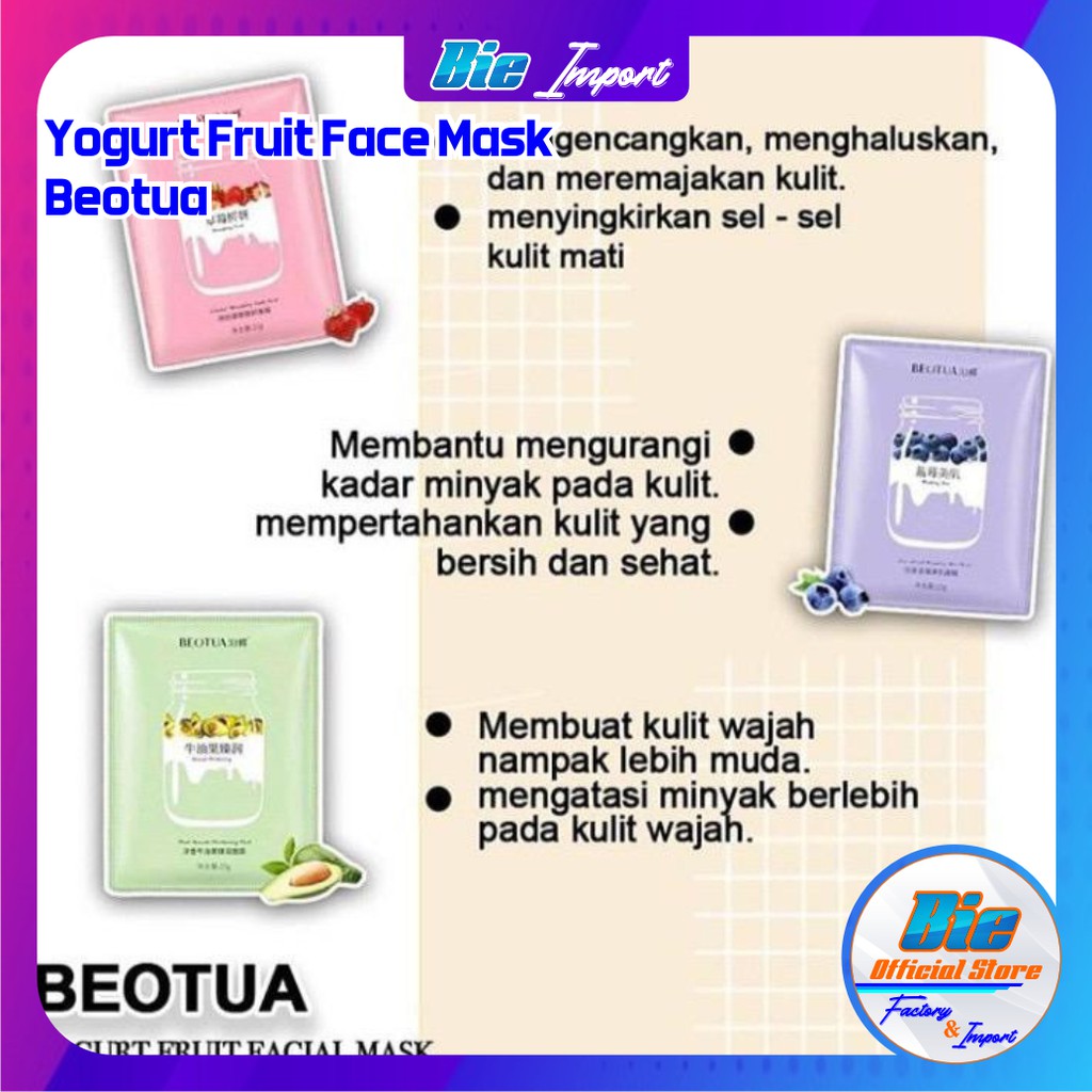 BIOTUA Yogurt Fruit Facial Mask / Masker Wajah