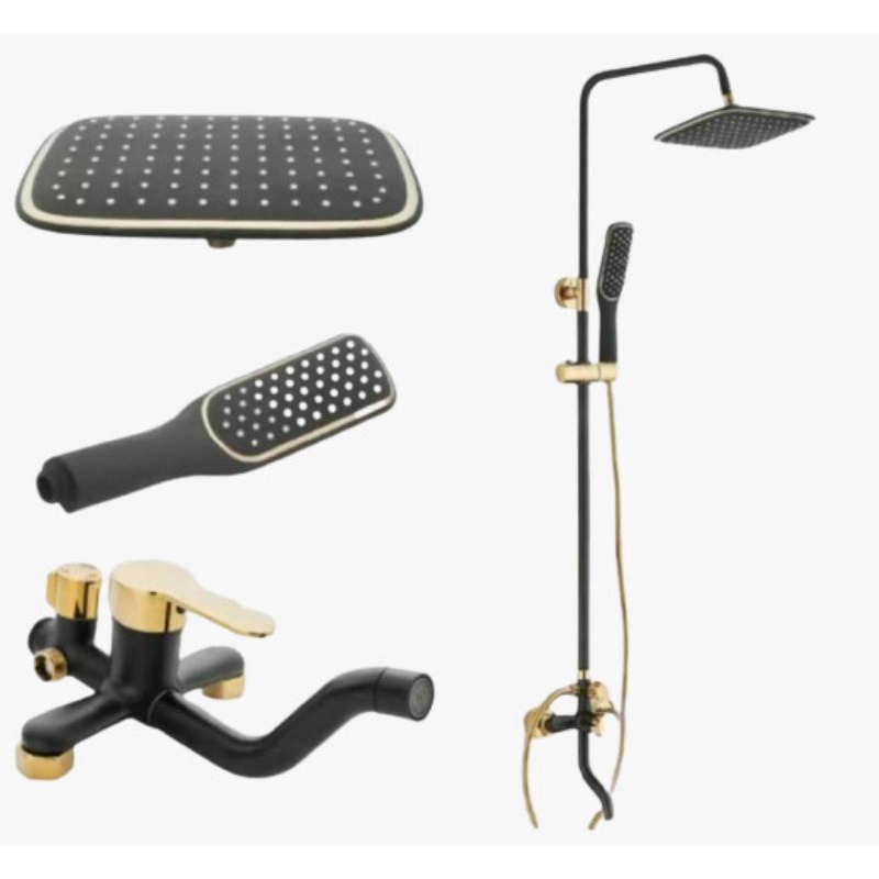 shower column panas dingin shower tiang set hitam black emas lengkap murah