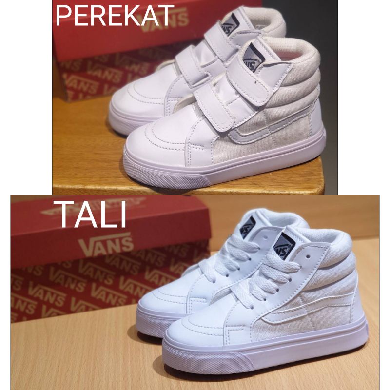 sepatu anak vans sk8 high full putih kids