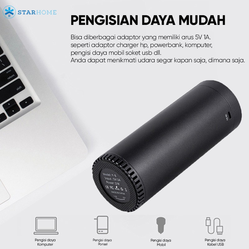 Pembersih Udara Car Air Purifier StarHome Penyaring Penjernih Udara dengan Saringan HEPA Filter