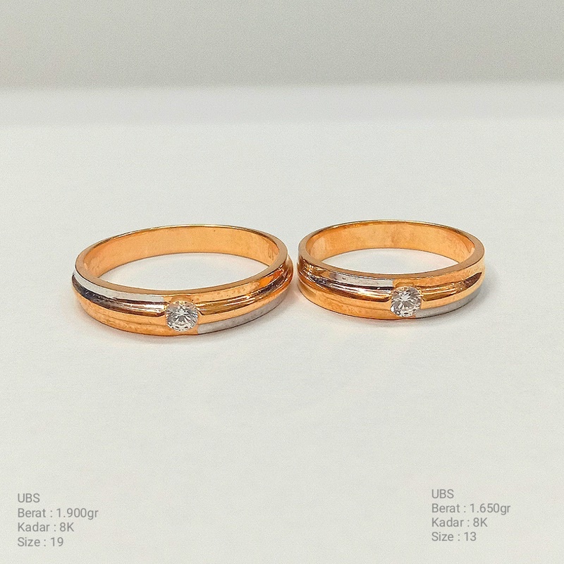 Perhiasan Cincin Emas Nikah Mata Variasi Putih UBS 8k/375