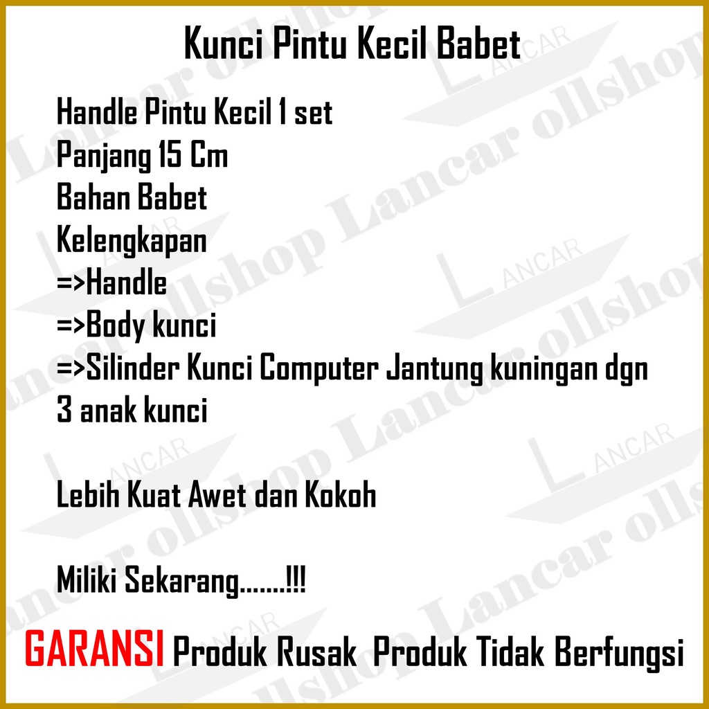 Kunci Pintu Handel Kecil Slot Kunci Rumah Babet Silinder Kunci Jantung Kuningan Murah