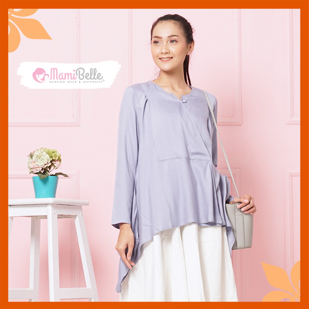 

Mamibelle Reina Blouse Menyusui & hamil Nursing Wear Lilac Premium