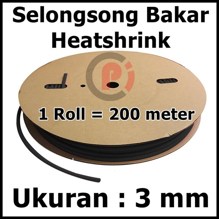 Per Roll Selang Bakar 3mm Tube Heat Shrink Heatshrink Selongsong 200 m