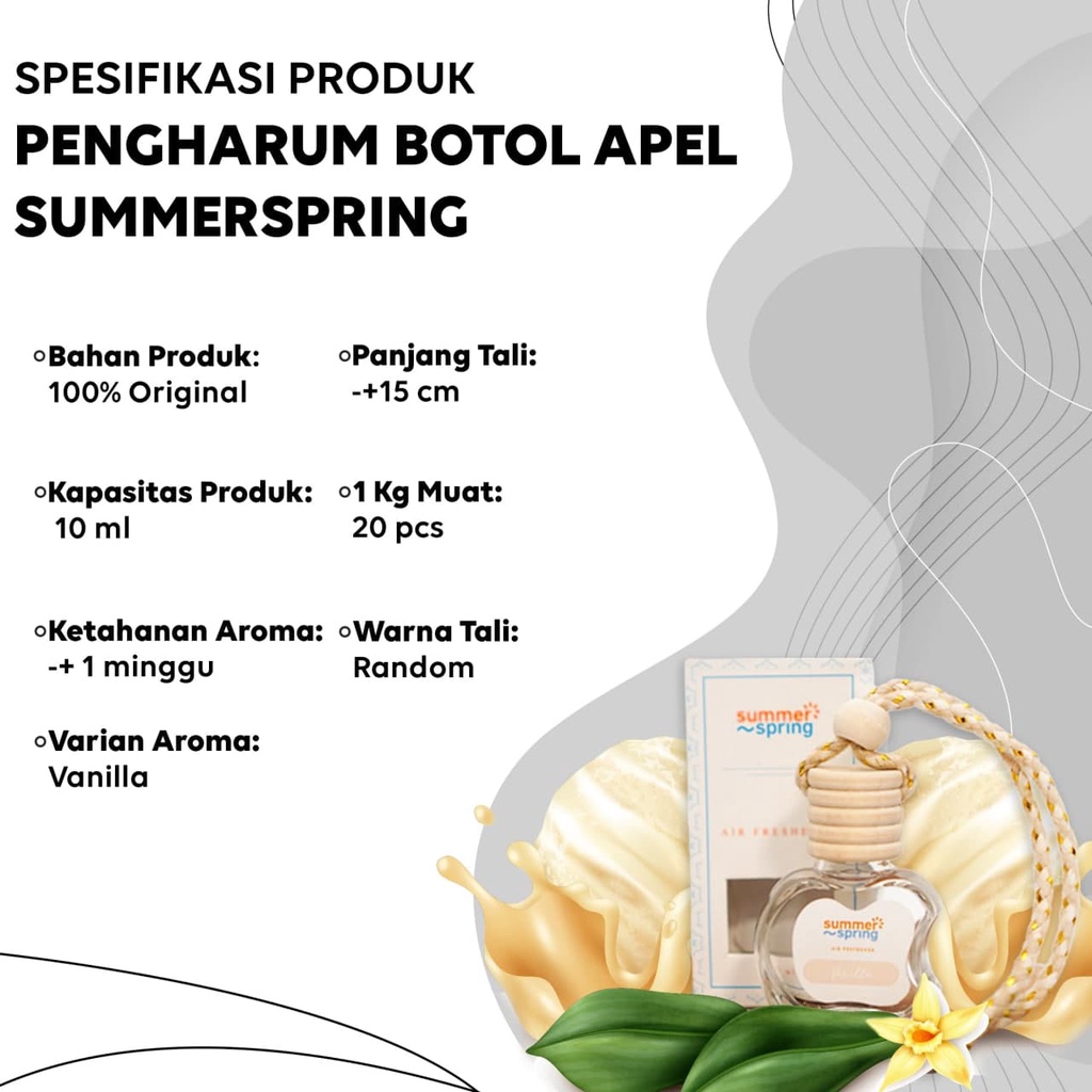 Parfum Mobil Pengharum Ruangan Pewangi Kamar Tidur Harum Summer Spring | Apel | Aroma Vanilla