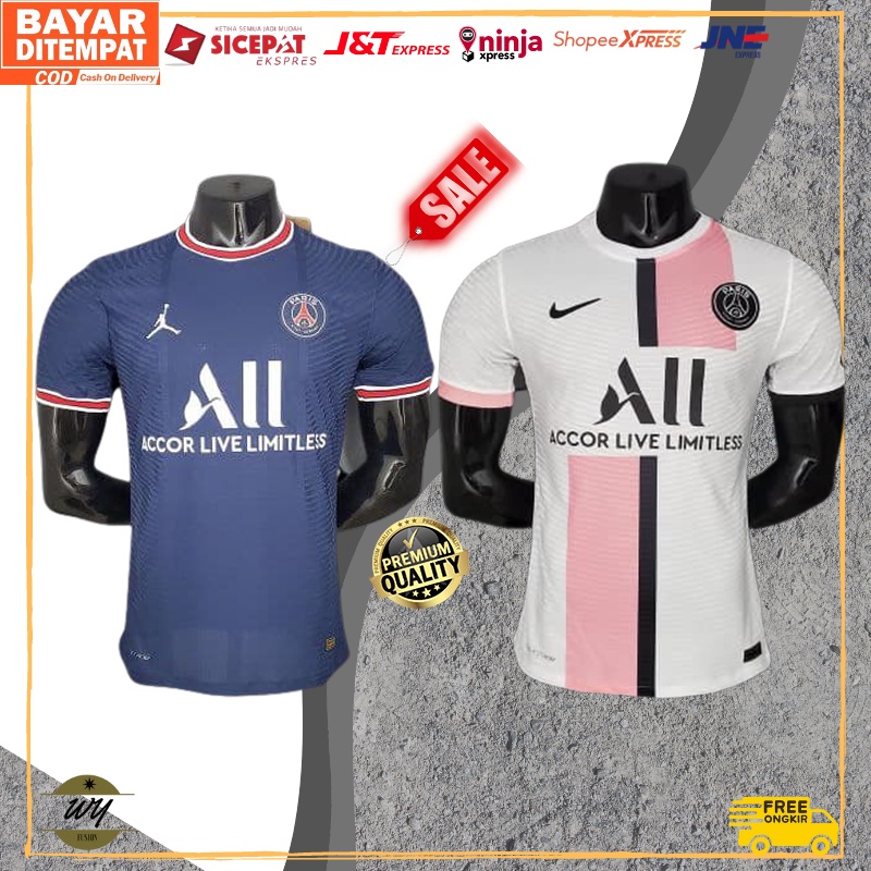 Baju Jersey Olahraga Bola Futsal Paris Saint Germain PSG Home Away Player Issue Lengan Pendek Pria D