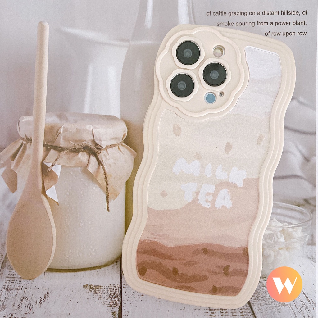 Soft Case Silikon Motif Bunga Milk Tea Untuk iPhone 7 8 SE Plus X XS XR 11 12 13 Pro Max SE 2020